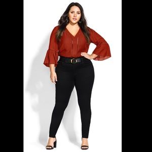 Delicate Insert Plus Size Blouse - Rust